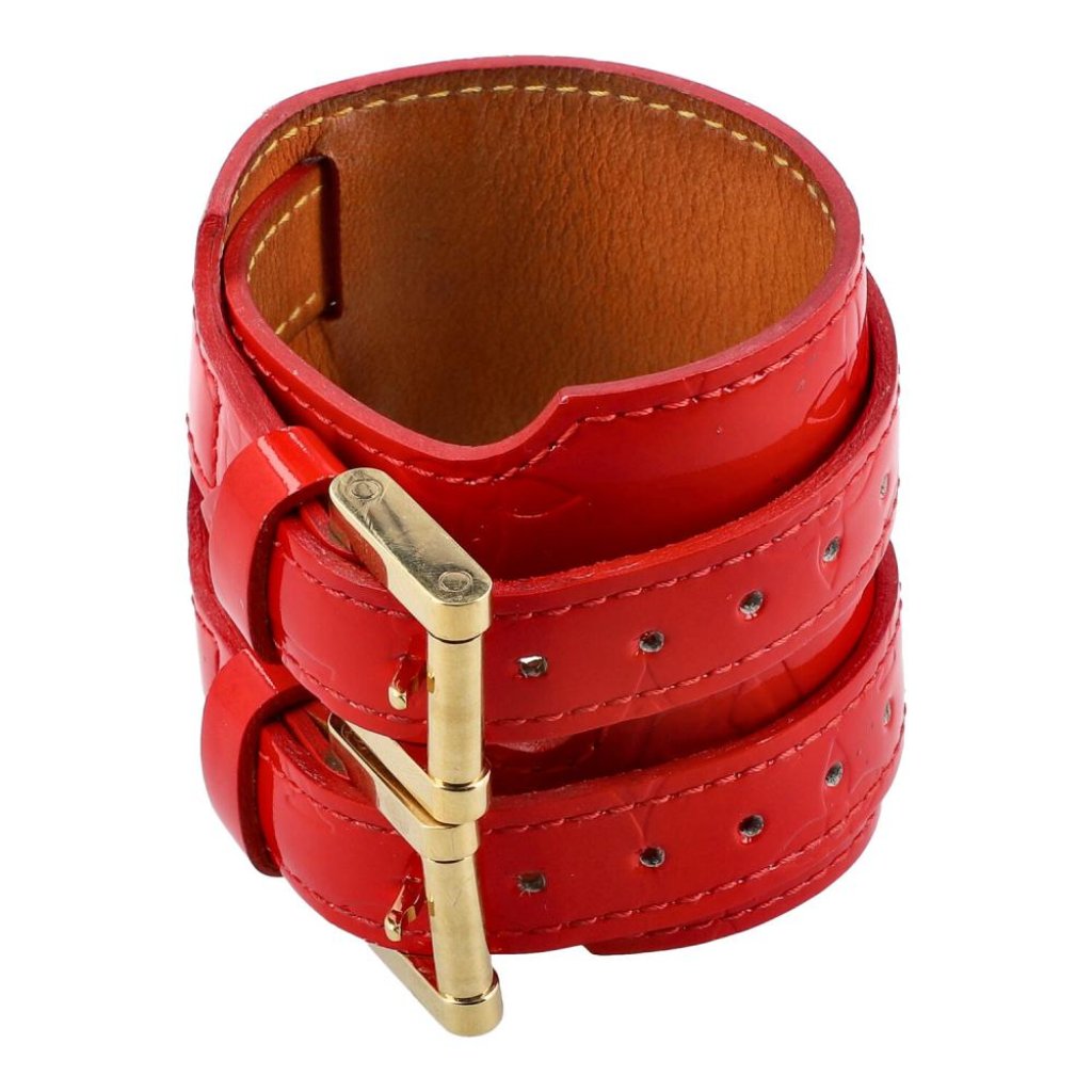 Louis Vuitton Red Charlton Arm Band Vernice Leather W/ Gold Hardware